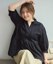 【野呂佳代さん着用】ペプラム ギャザーブラウス