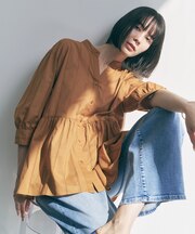【野呂佳代さん着用】ペプラム ギャザーブラウス