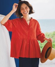 【野呂佳代さん着用】ペプラム ギャザーブラウス