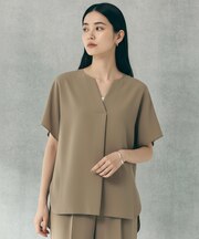 【セットアップ着用可】サマーセットアップ スキッパーブラウス