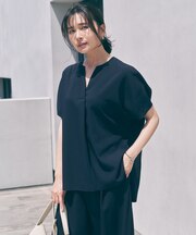 【セットアップ着用可】サマーセットアップ スキッパーブラウス