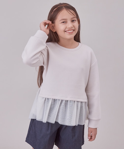 【110-150cm】BEAUTY FORM JERSEY ペプラムスウェット