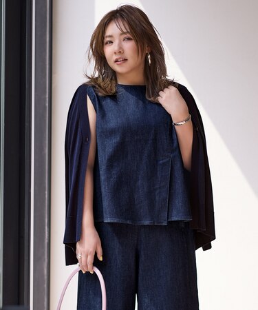 【野呂佳代さん着用】UNFILO DENIM light ノースリーブブラウス