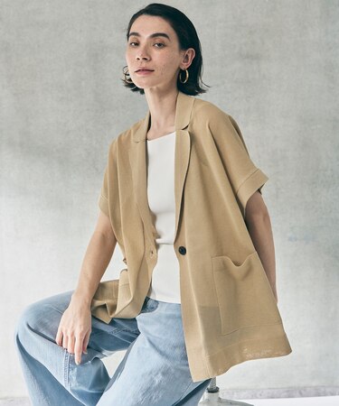 【野呂佳代さん着用】シアーフォルムニット ジャケットジレ