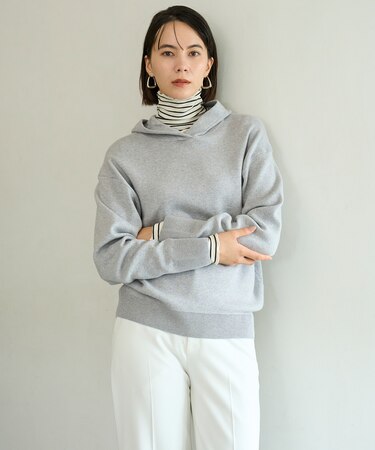 コットンカシミヤニット フーディ