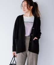 コットンカシミヤニット Vネックカーディガン