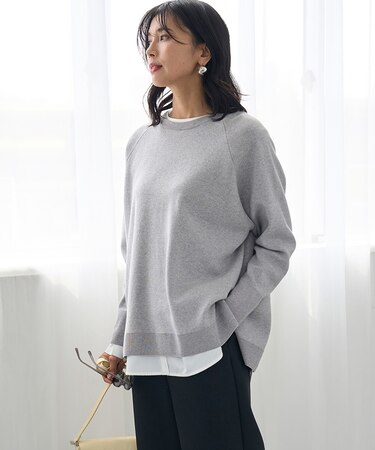 コットンカシミヤニット クルーネック