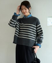 カシミヤブレンド クルーネックニット