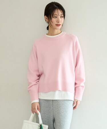 カシミヤブレンド クルーネックニット