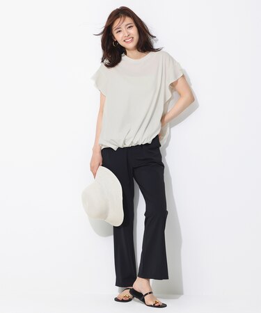 【ウエストゴム】UVカット ドライトリコット セミフレアパンツ