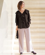 ストレッチコーデュロイ ワイドパンツ