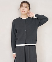 【近藤千尋コラボ】スウェットライクニット フェイクレイヤード カーディガン