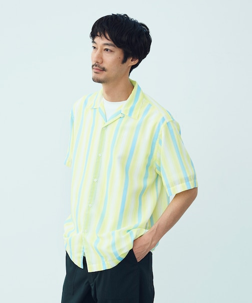 シアーメッシュプリント オープンカラーシャツ【ギフトにもおすすめ】