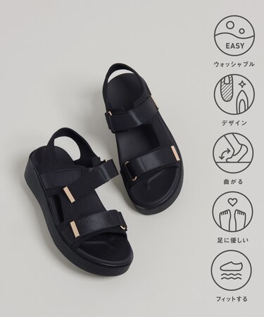 【洗える】厚底 ストラップサンダル