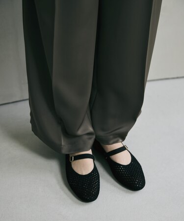ラウンド メッシュ バレエパンプス