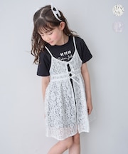 【2点セット】Tシャツ×レース キャミソールチュニック