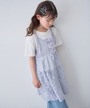 【2点セット】Tシャツ×レース キャミソールチュニック