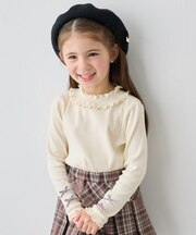 【チョコレート シリーズ】フリル ハイネック 長袖Tシャツ