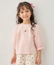 チュール袖 七分Tシャツ