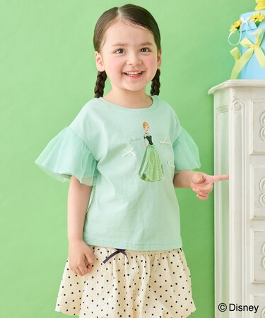 【ディズニー/FROZEN】【綿100%】袖チュール Tシャツ
