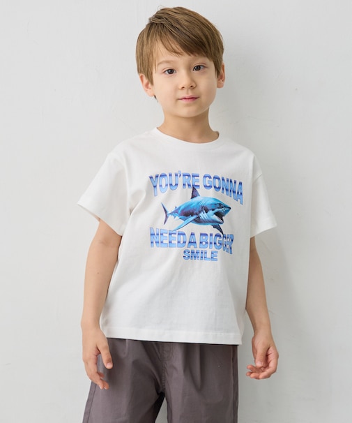 【綿100%】サメプリント 半袖Tシャツ