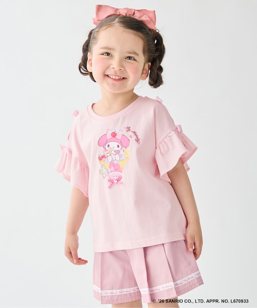 【サンリオキャラクターズ×ANY KIDS】ひんやり ファンシーフリル袖Tシャツ