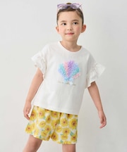 【綿100%】ひんやり フリル袖 もしゃもしゃTシャツ