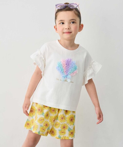 【綿100%】ひんやり フリル袖 もしゃもしゃTシャツ