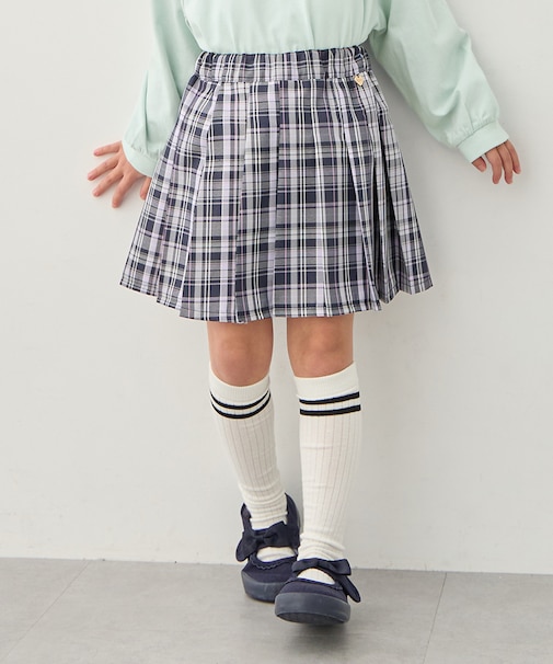 チェックプリーツスカパン