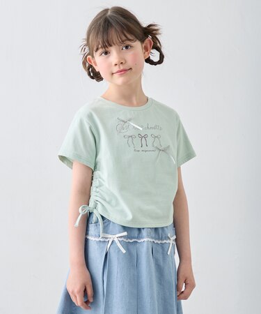 ドロスト 裾リボンTシャツ