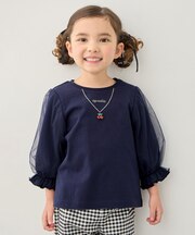 チュール袖 七分Tシャツ