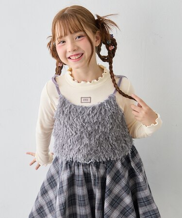【2点セット】Tシャツ×フェザーライク キャミソール