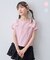 【綿100%】肩リボン×ラインストーンロゴ 半袖Tシャツ
