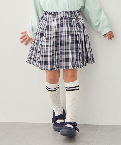 チェックプリーツスカパン