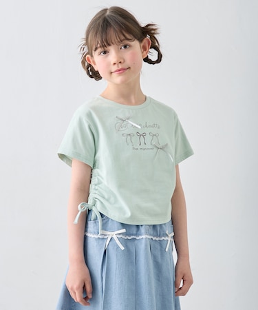 ドロスト 裾リボンTシャツ
