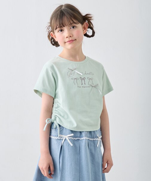 ドロスト 裾リボンTシャツ