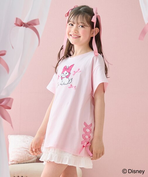 【ディズニー/マリー】レースアップ オーバー半袖Tシャツ