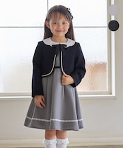 【2点セット】ノーカラー ボレロジャケット+襟付き ワンピース
