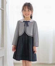 【2点セット】ノーカラー ボレロジャケット+襟付き ワンピース