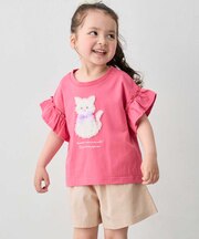 【綿100%】ひんやり フリル袖 もしゃもしゃTシャツ