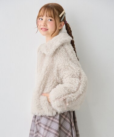 サイドライン リボン ボアブルゾン