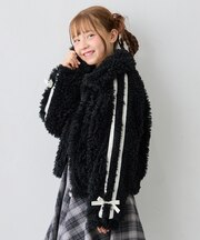 サイドライン リボン ボアブルゾン