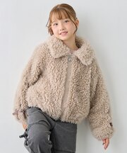 サイドライン リボン ボアブルゾン