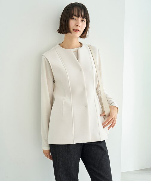 【VERY×UNFILOコラボ】BEAUTY FORM JERSEY+ ペプラムジレ