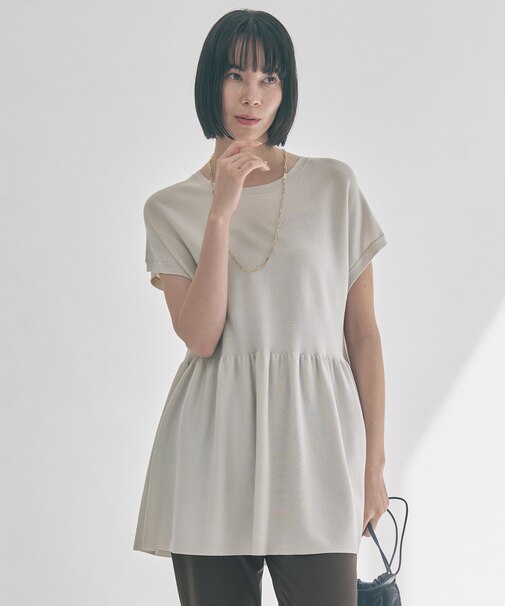 スゴ機能美ニット フレンチスリーブ ペプラム