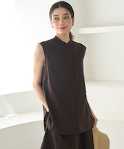 リネンレーヨン ノースリーブブラウス