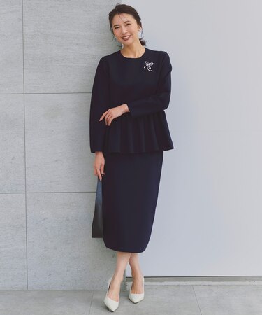【セレモニー】BEAUTY FORM KNIT ペプラムセットアップ
