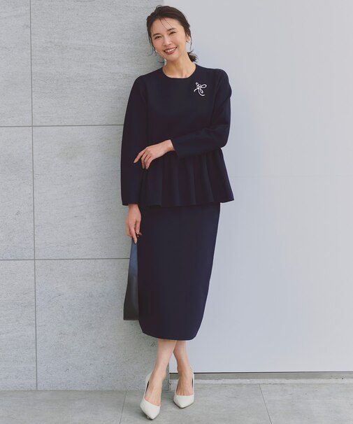 【セレモニー】BEAUTY FORM KNIT ペプラムセットアップ