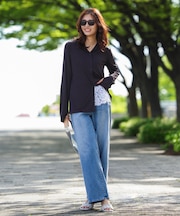 【UNFILO DENIM/新色追加】撥水ストレッチ ルーズワイドデニム