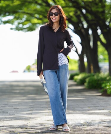 【UNFILO DENIM/新色追加】撥水ストレッチ ルーズワイドデニム